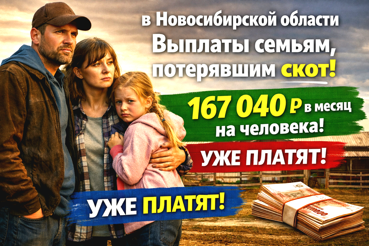 В Новосибирской области семьям, потерявшим скот, установили сроки и размеры ежемесячных выплат.
