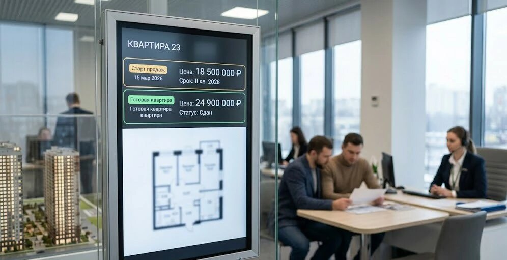 Табло с ценами в отделе продаж