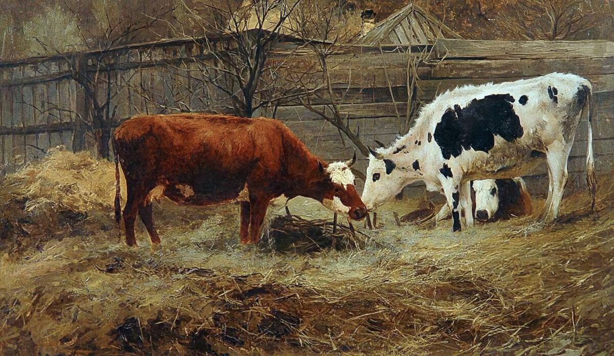     Сергей Светославский. Коровы весной. 1886