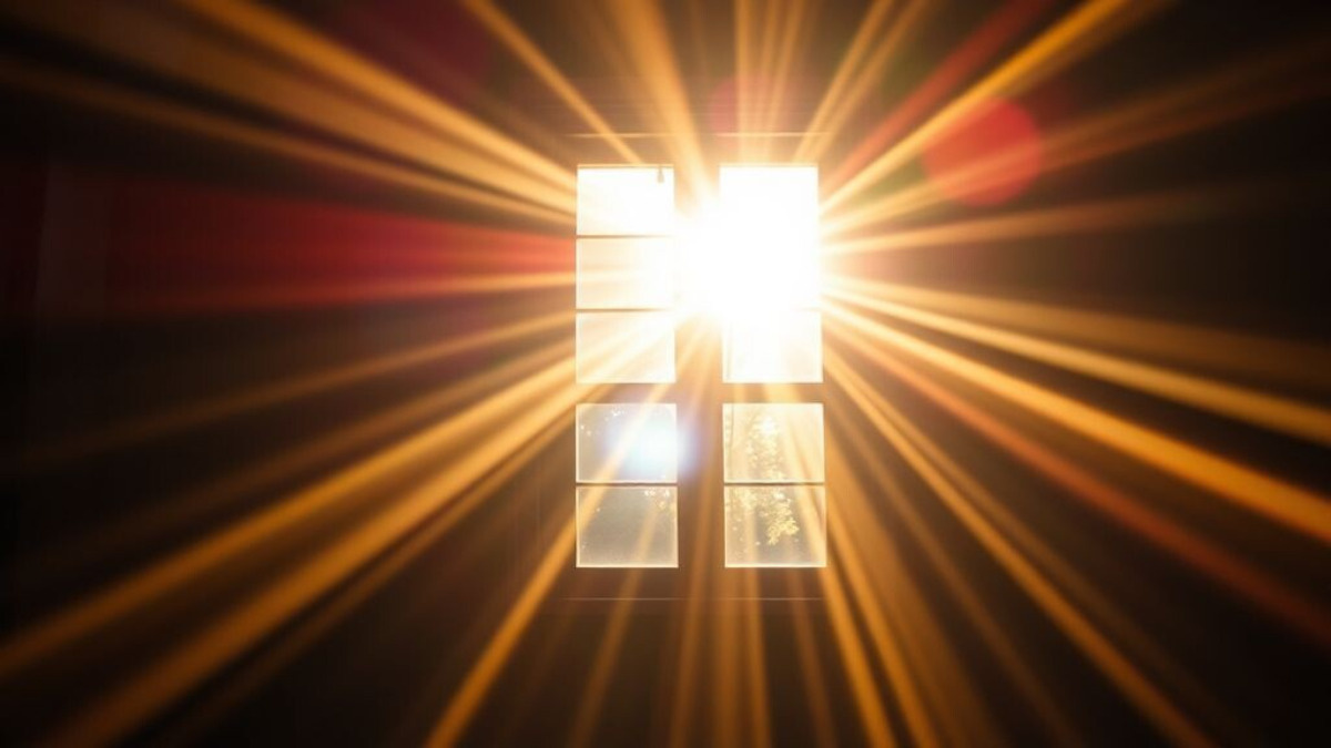 Лучи солнца, проникающие в помещение через окно, символизирующие естественный свет и энергию дня.