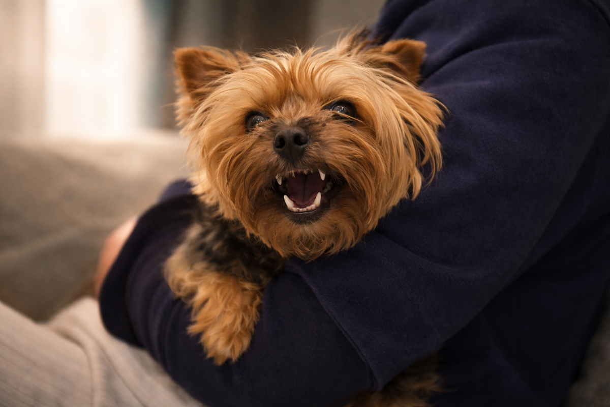 Боняша очень злится: Веня подошел к щенкам.