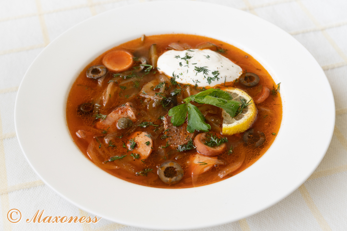 Солянка с говяжьим языком. Русская кухня