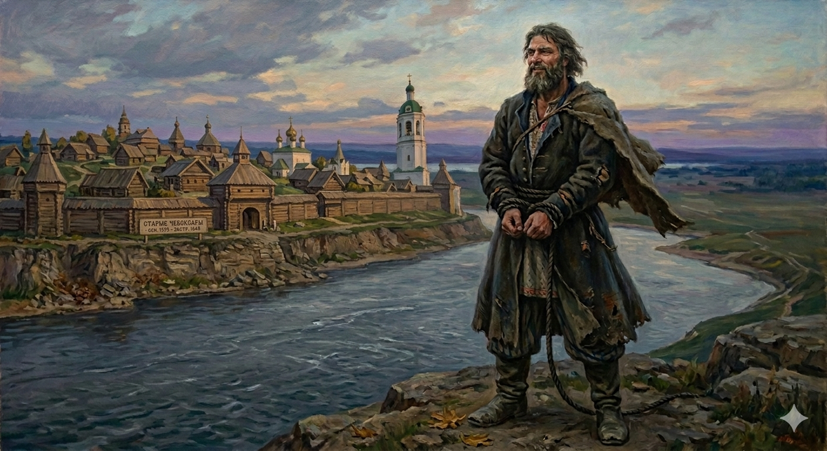 Степан Разин смотрит на Чебоксары. Генерация ИИ