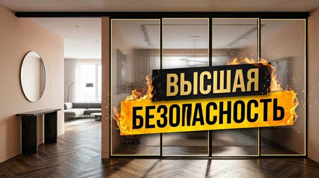    Пример безопасных стеклянных конструкций для зонирования помещений GarderobSystem