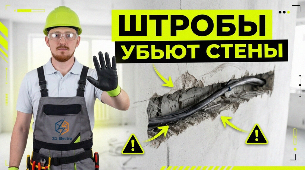    Подготовка стен из газобетона для укладки скрытой проводки 3DElectro