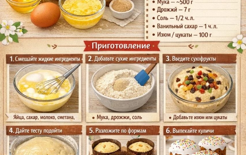 Вот самый простой рецепт кулича, который часто встречается в Instagram — с минимумом действий и ингредиентов, но с отличным результатом.