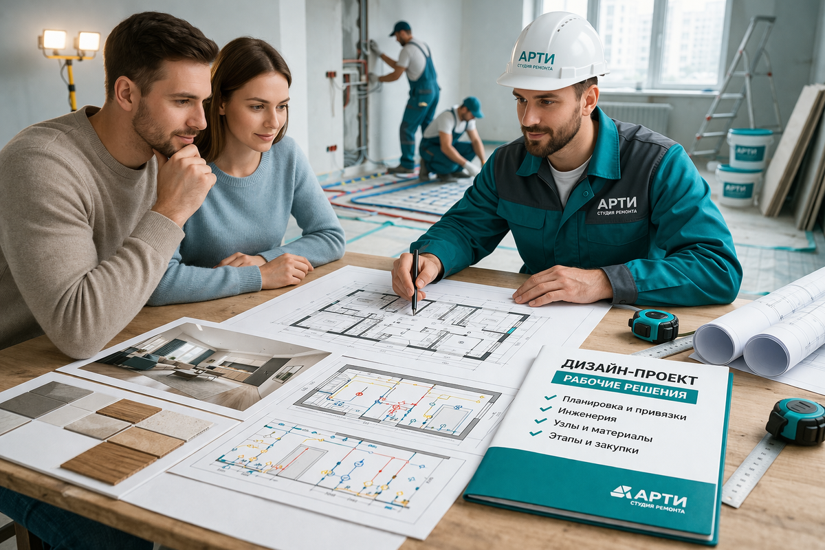 Дизайн-проект работает только тогда, когда он переводит красивую идею в реальные рабочие решения для ремонта.