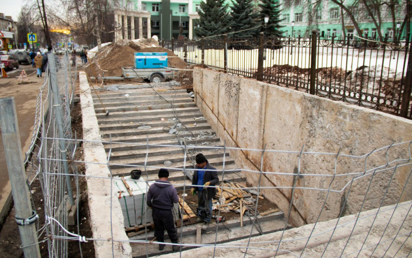    Ремонт подземного перехода на ул. Удмуртской. Фото: Данил Иванов