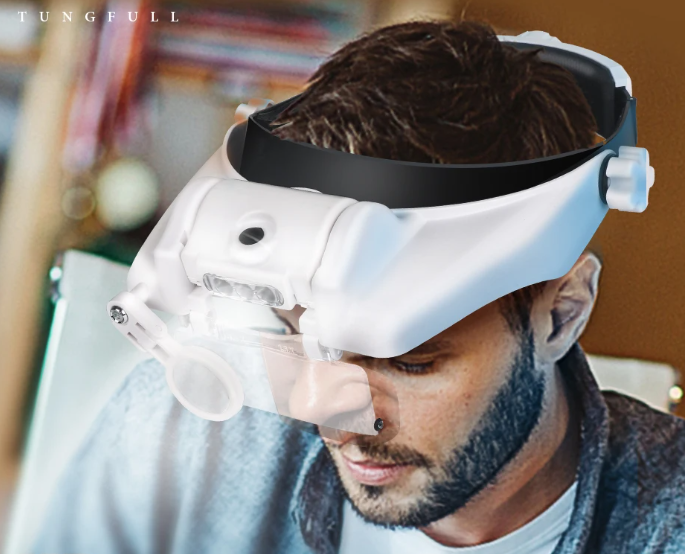 Лупа Tungfull с подсветкой, набор линз 1.5x2x2.5x3x3.5x8x