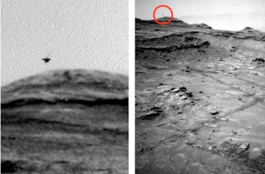 Фото: NASA.. Марс,  ровер «Curiosity» сделал снимок загадочного объекта над холмом.