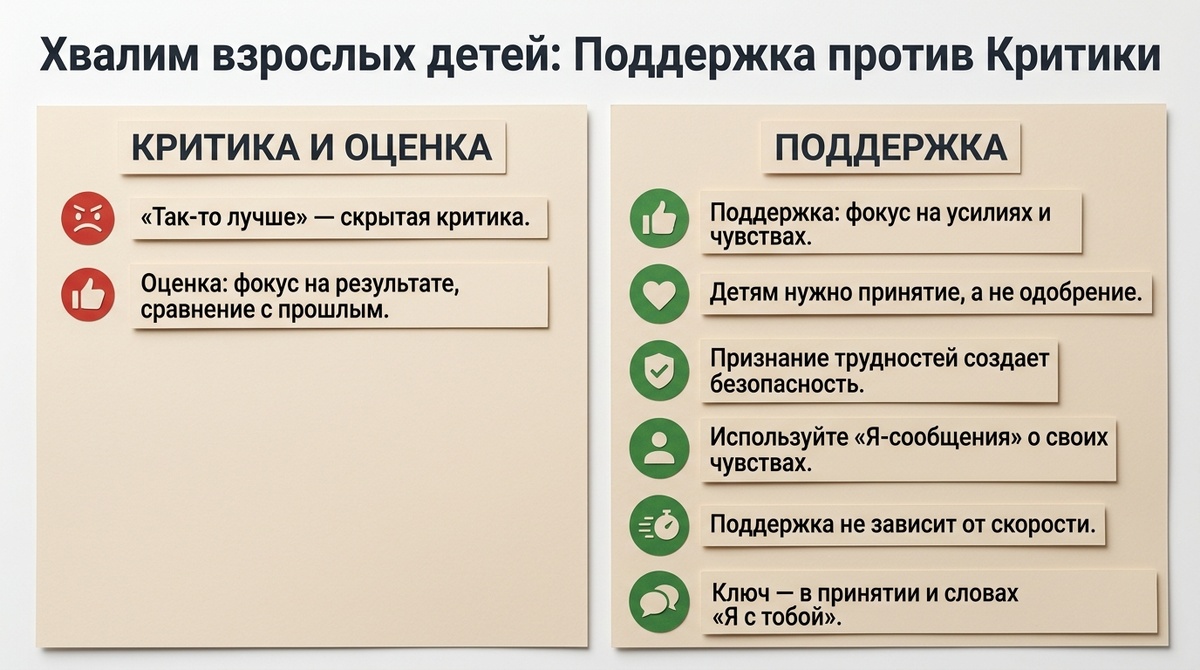 Хвалить взрослых детей: поддержка против критики  📷
