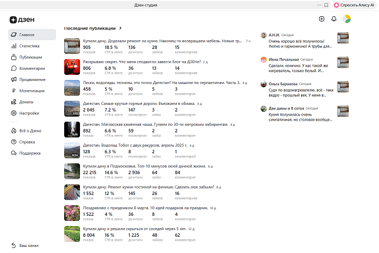 Неплохая статистика по просмотрам на 18.03.2026. Сразу видно, что аудитории интересно читать статьи-размышления, а вот статьи про путешествия моей аудитории совсем не "зашли" и я знаю почему.
