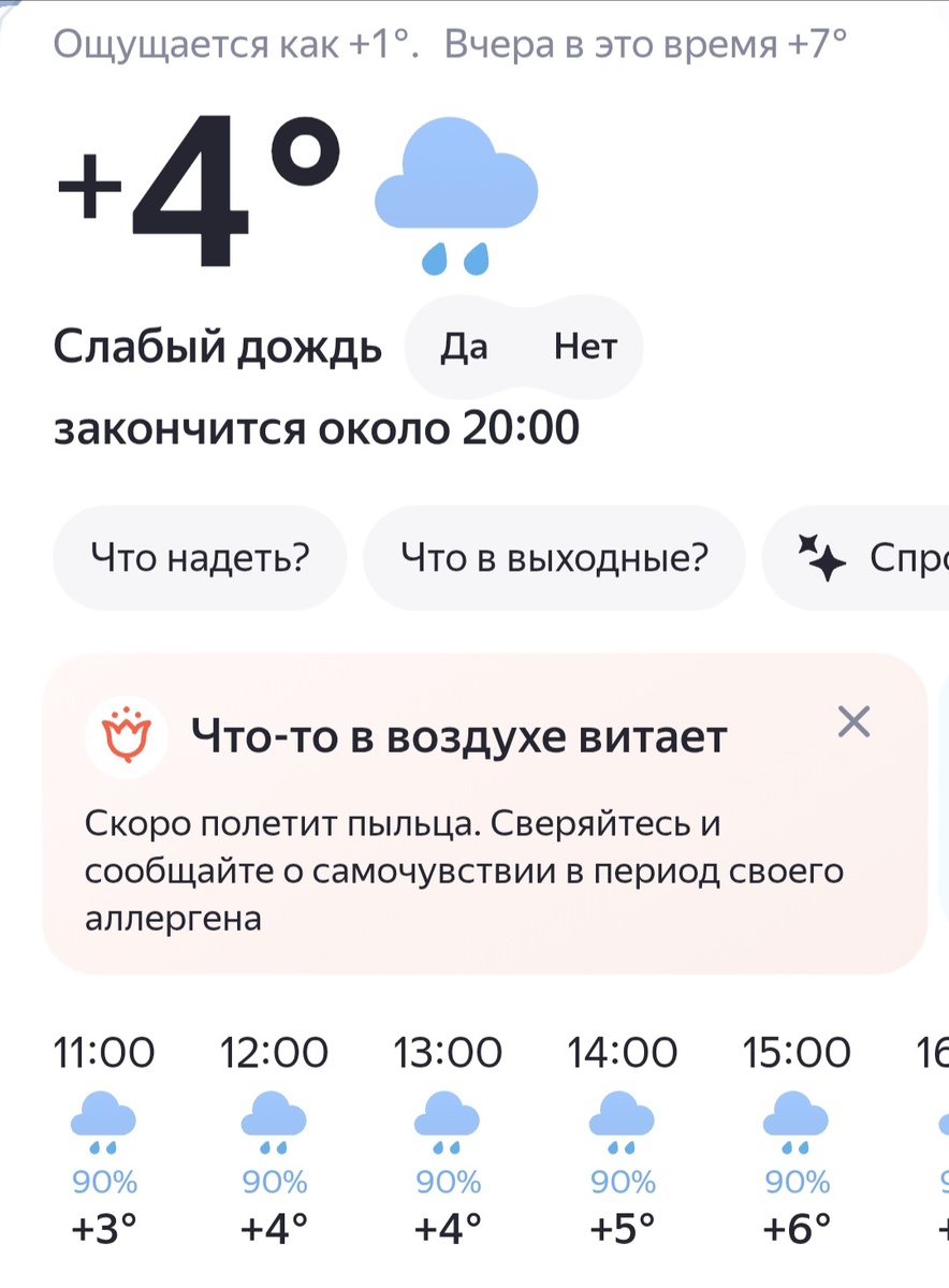 Скрин прогноза погоды