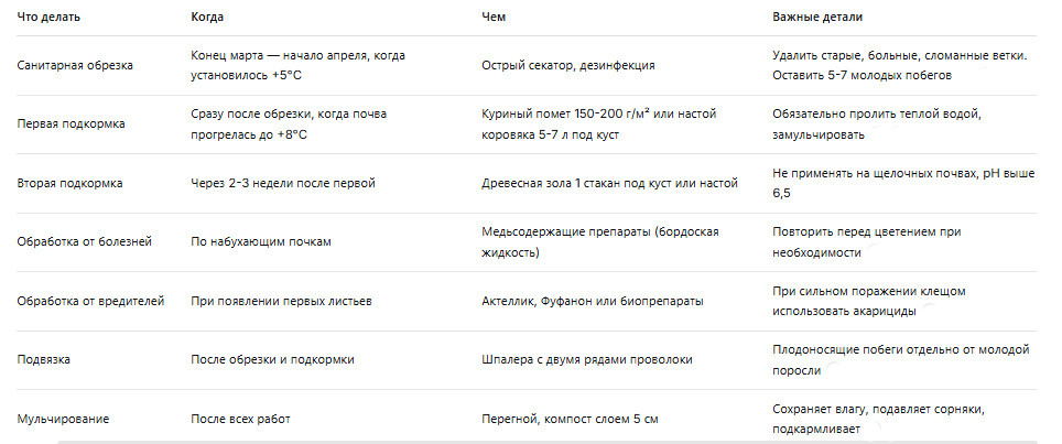 Уход за ежевикой весной