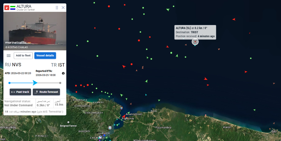 Беспилотник атаковал нефтеналивной танкер Altura в Черном море