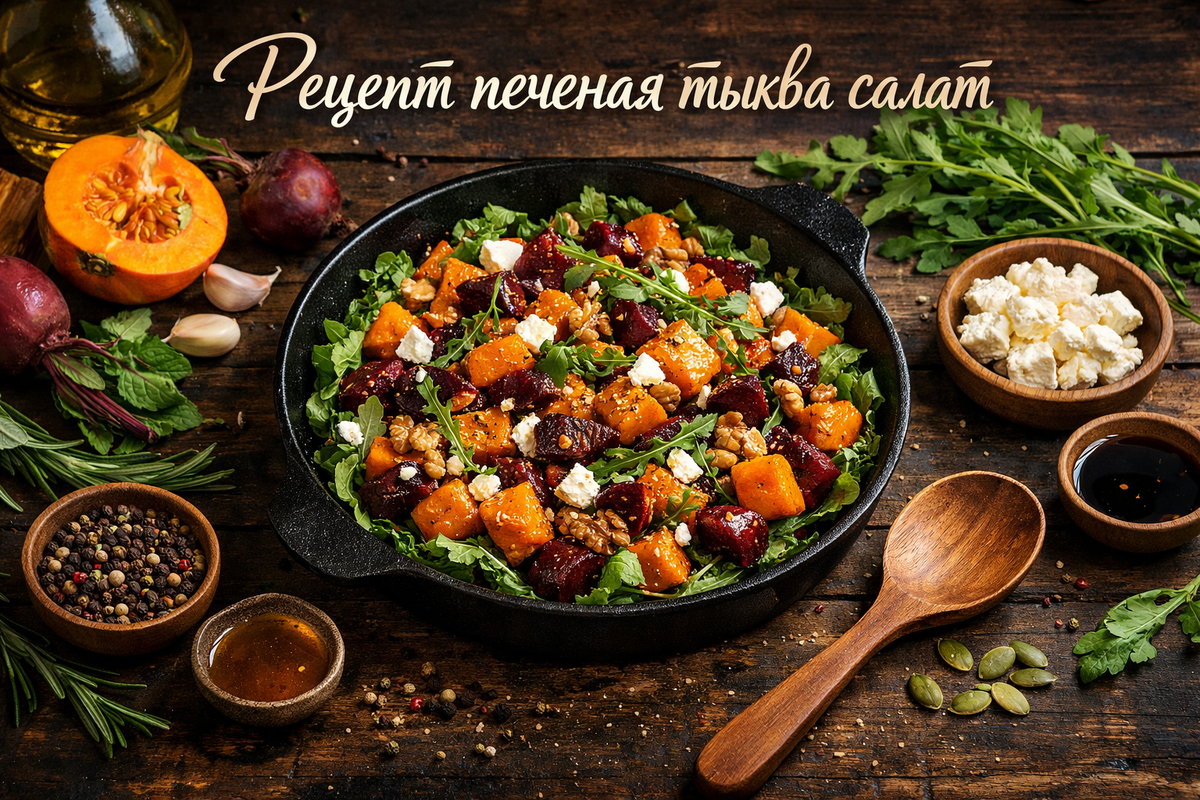 Салат с печеной тыквой