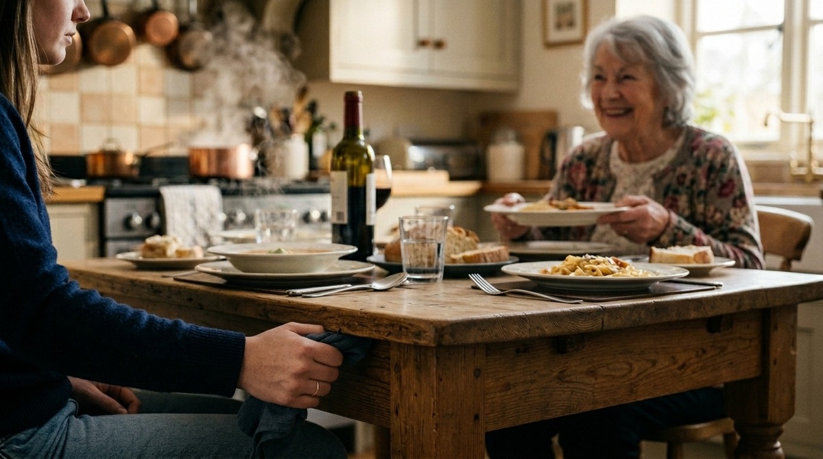 Салфетка, сжатая в комок под столом. Так выглядит воскресный обед у мамы