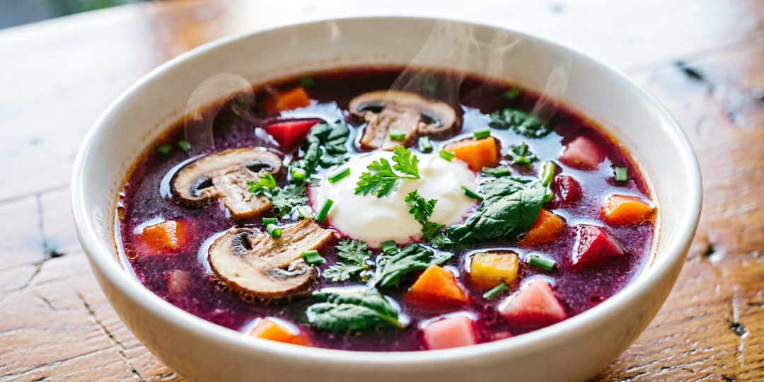 Постные блюда: Борщ из шампиньонов