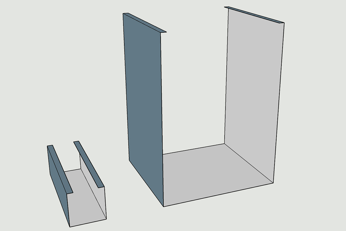 Минимальная рейка 30 х 30 мм в сравнении с максимальной рейкой 110 х 150 мм
