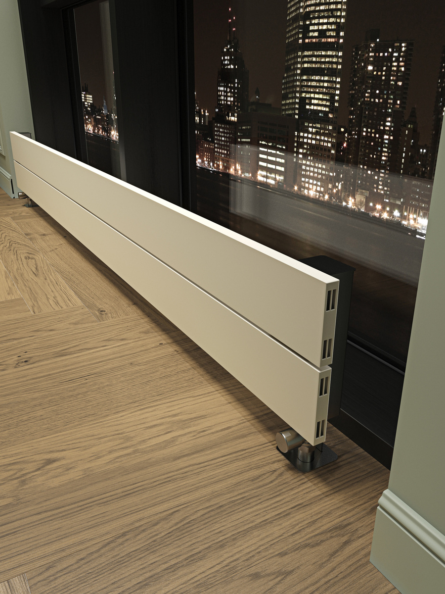 Напольная батарея под панорамное окно RAL 1013 