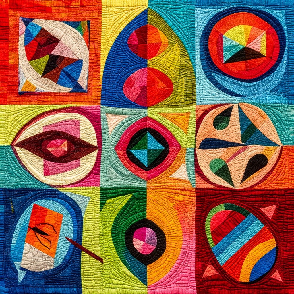 Лоскутное панно в стиле раннего Кандинского на тему "Весна"