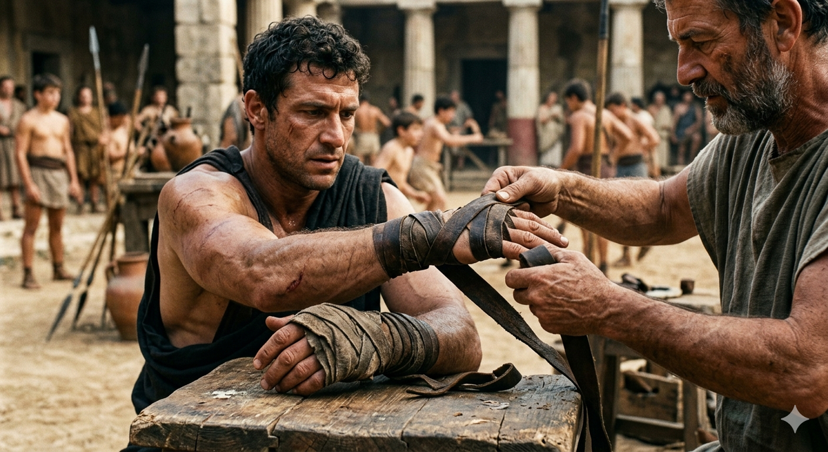 Древние кулачные бои: защита рук. Изображение сгенерировано ИИ.
