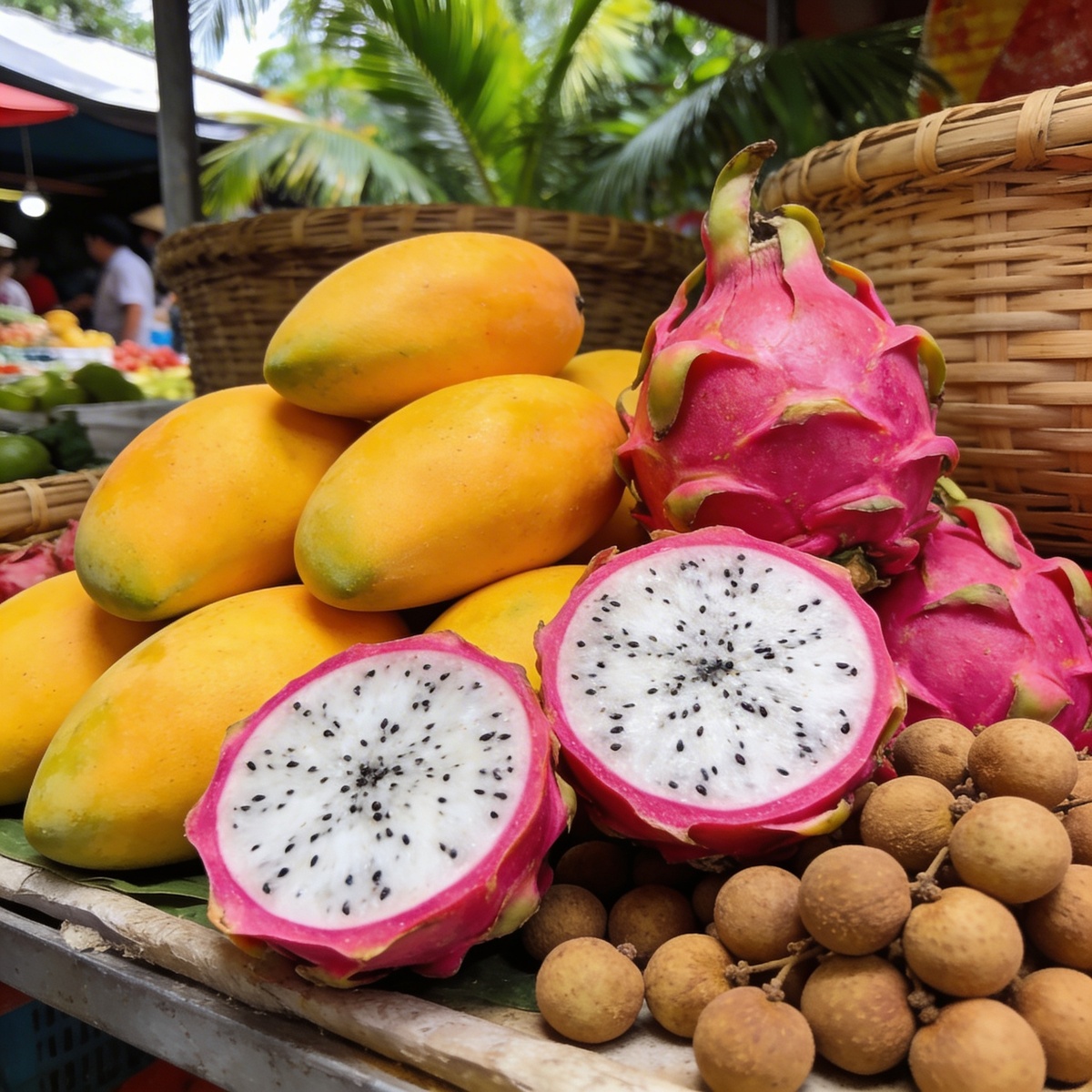Манго, питахайя, лонган
