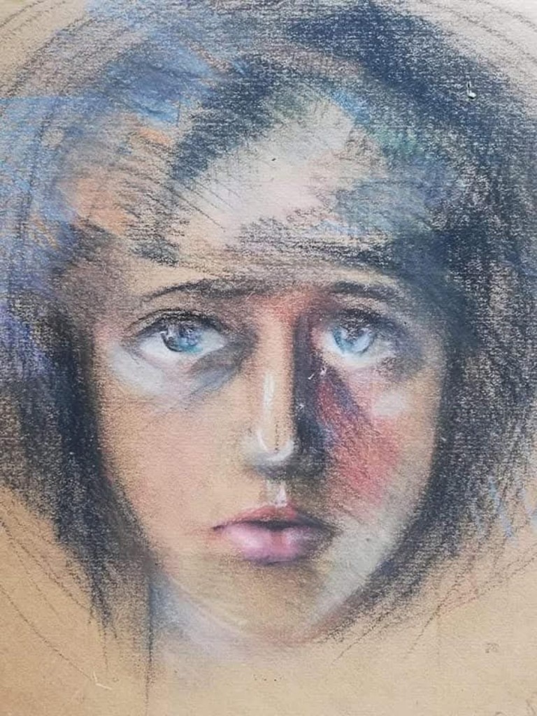 Художник Наталия Савина-Кустанович. Автопортрет. Бумага, пастель