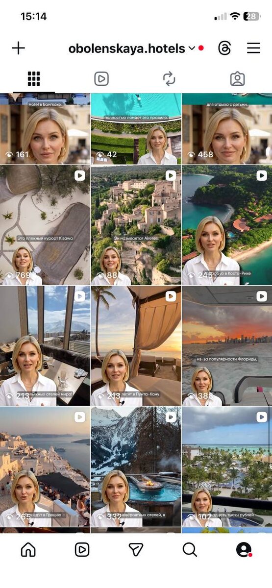 Охваты на ИИ-роликах в первый месяц публикаций, Instagram