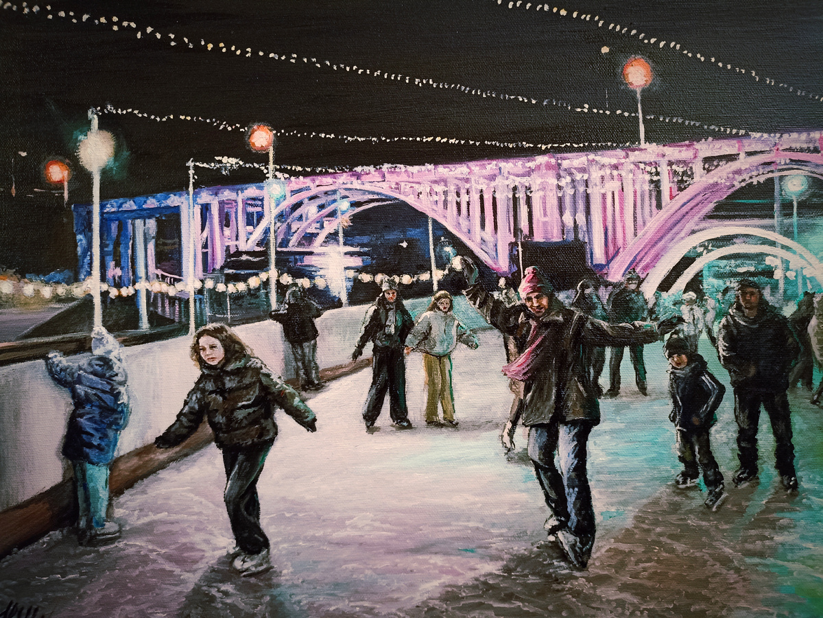 "В свете морозных огней", Н. Швецова, масло/холст, 40*50см