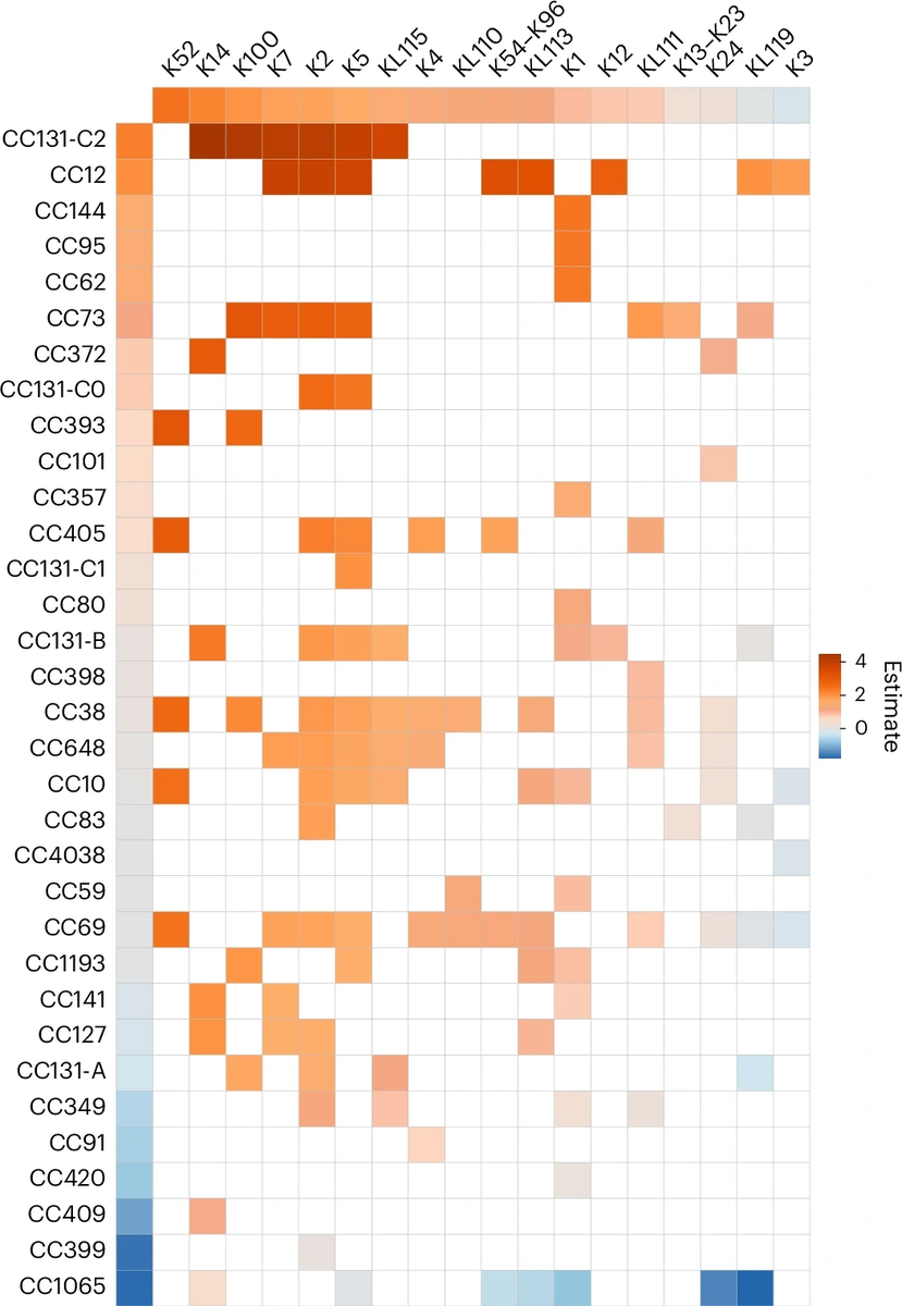    Оценка маргинальных и комбинированных инвазивных потенциалов различных K-локусов и линий кишечной палочки