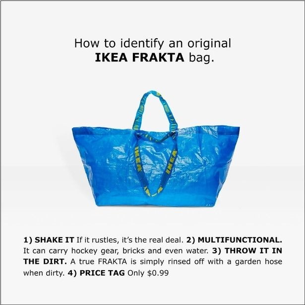 IKEA объяснила, как отличить их фирменную сумку от "фейка" Balenciaga за $2 тыс.