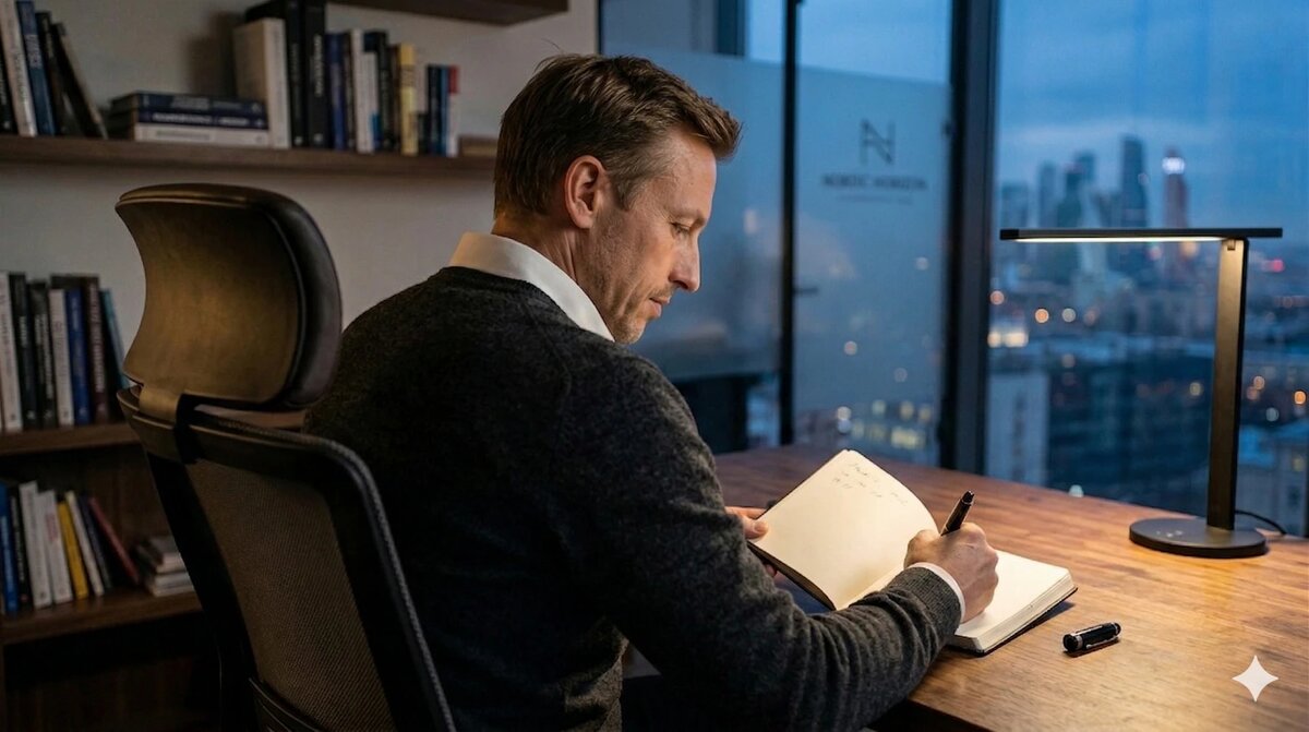 Марк Ларсен за работой в своём московском кабинете