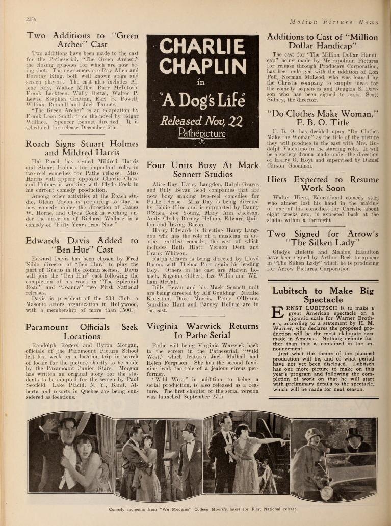 Журнал «Motion Picture News». Стр. 2256, 14.11.1925.  Библиотека Музея современного искусства, Нью-Йорк.