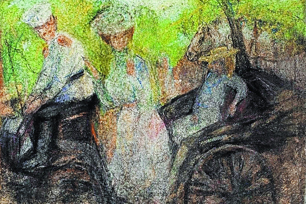    Михаил Ларионов. В коляске. Около 1905-1906 гг. / Пресс-служба ГМИИ им. Пушкина