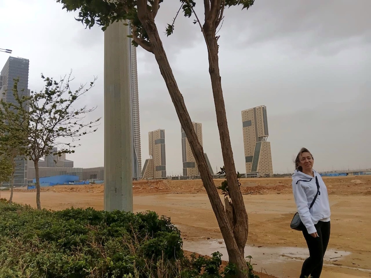 Одна из немногих фото с моим участием. Новая столица Египта, 2026. Самое высокое здание Африки скрылось за столбом :) (сын фотографировал)