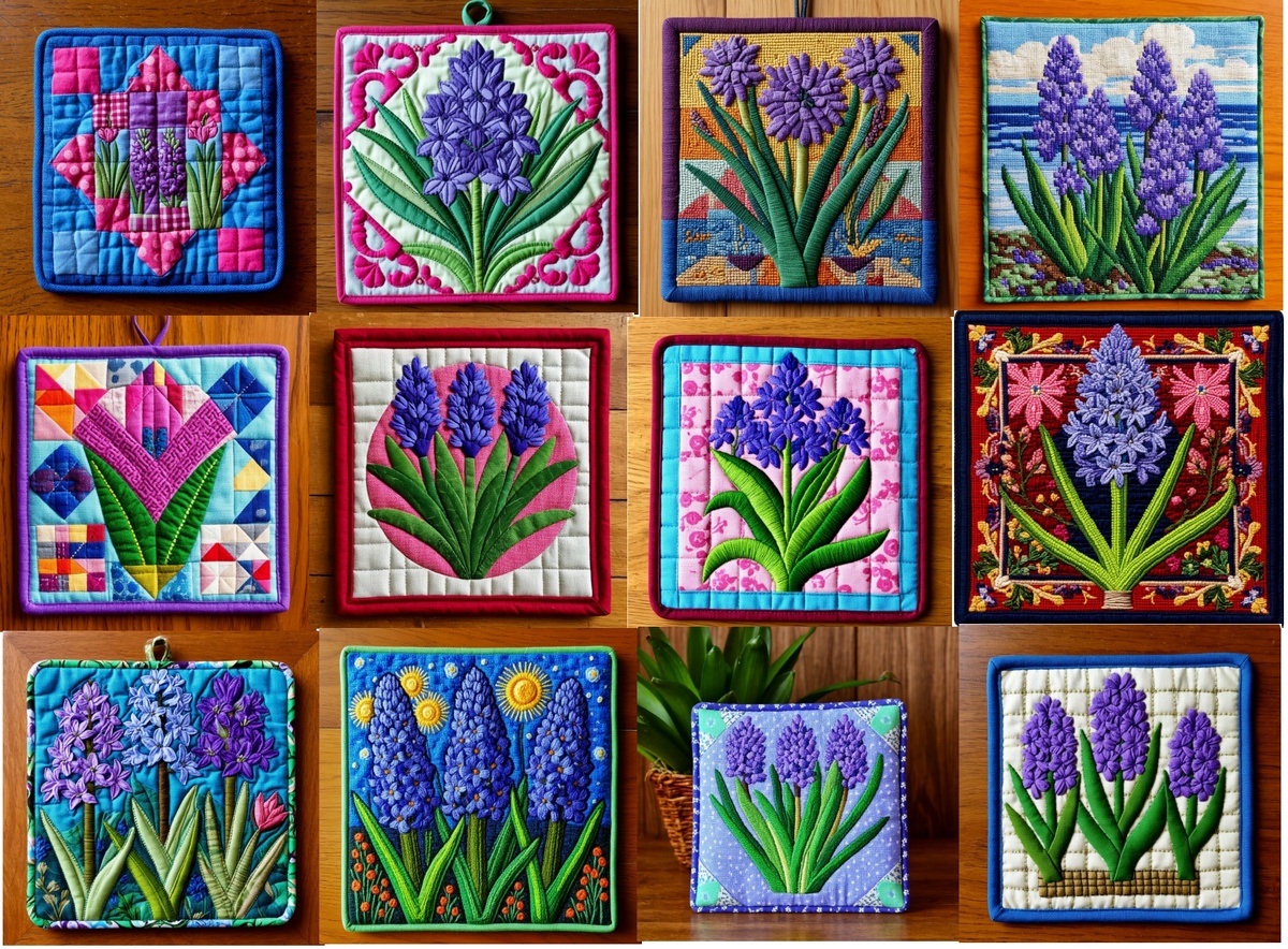 Лоскутные прихватки от ИИ"Шедеврум" в стиле различных художников