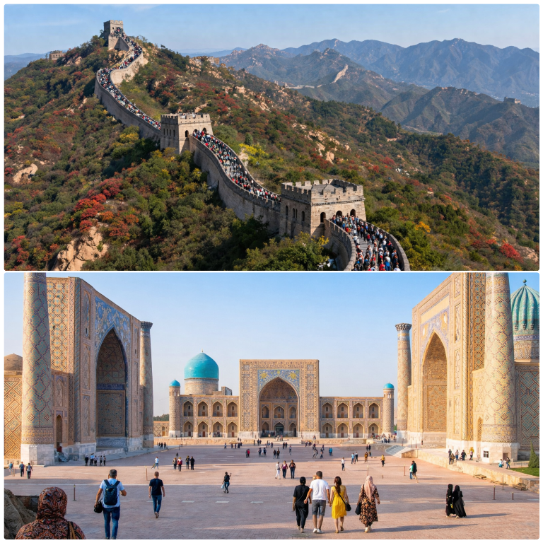 Самарканд, Узбекистан vs Пекин, Китай — два совершенно разных путешествия