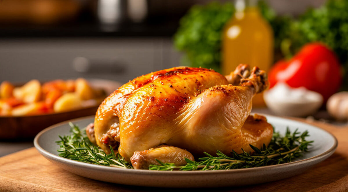    Даю курице „отдохнуть“ 15 минут после духовки: мясо получается сногсшибательное - ужин, который съедают до последней крошки