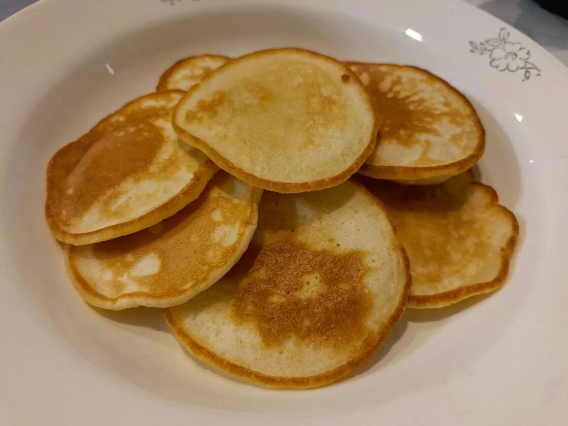 Эти оладьи вкусные, но не пышные...