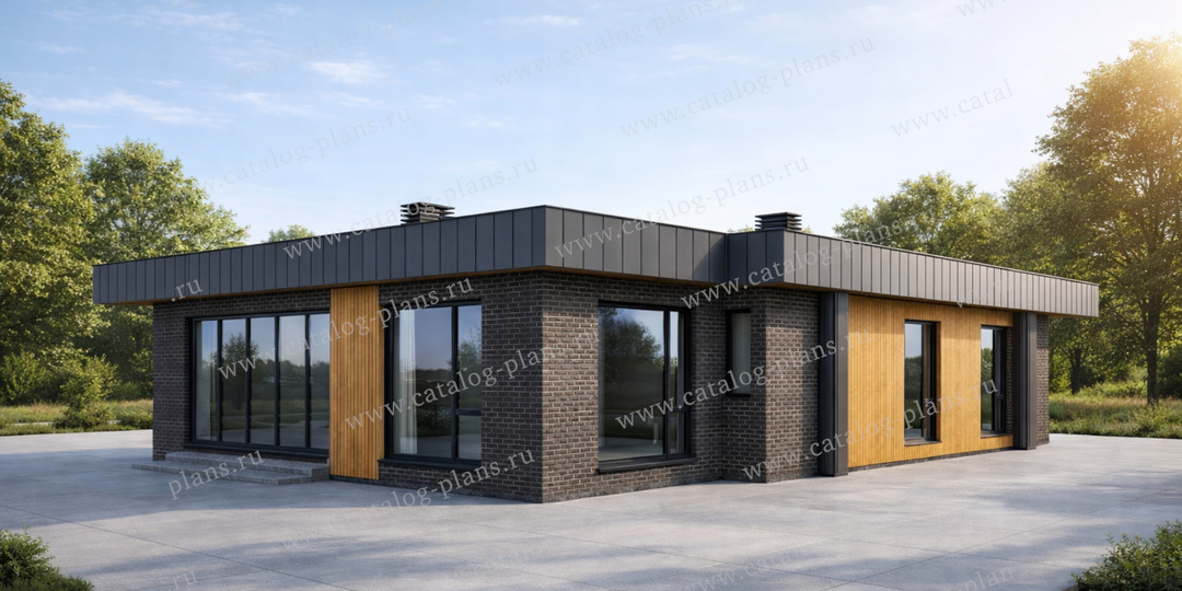 Жизнь без лестниц: Одноэтажный дом с гостиной размером с трехкомнатную квартиру (Разбор проекта 69-11).