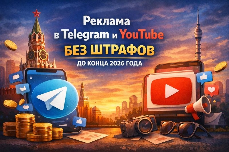 Штрафовать за рекламу в Telegram и YouTube не будут до конца 2026 года