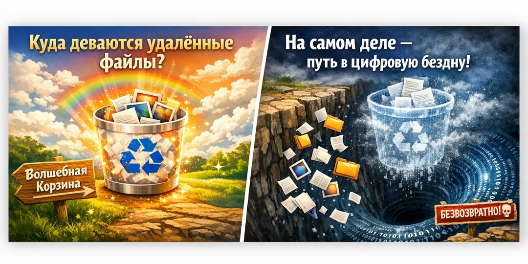 🗑️ Скрытая правда о файлах: куда они пропадают после удаления и почему корзина — это просто иллюзия