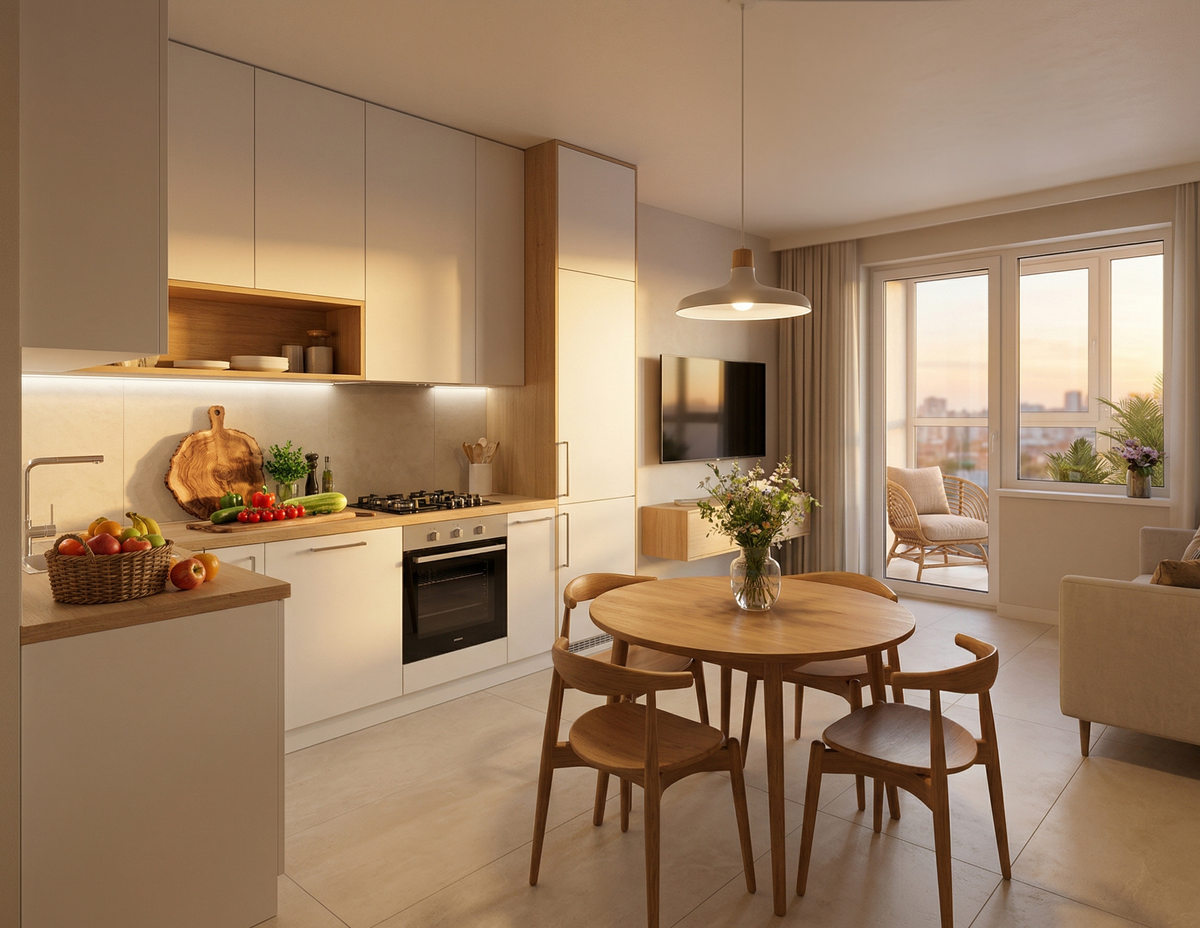 Визуализация кухни-гостиной