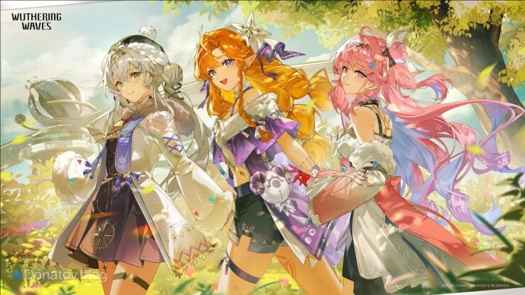    Нивора, Сигрика и Дения на официальном арте Wuthering Waves