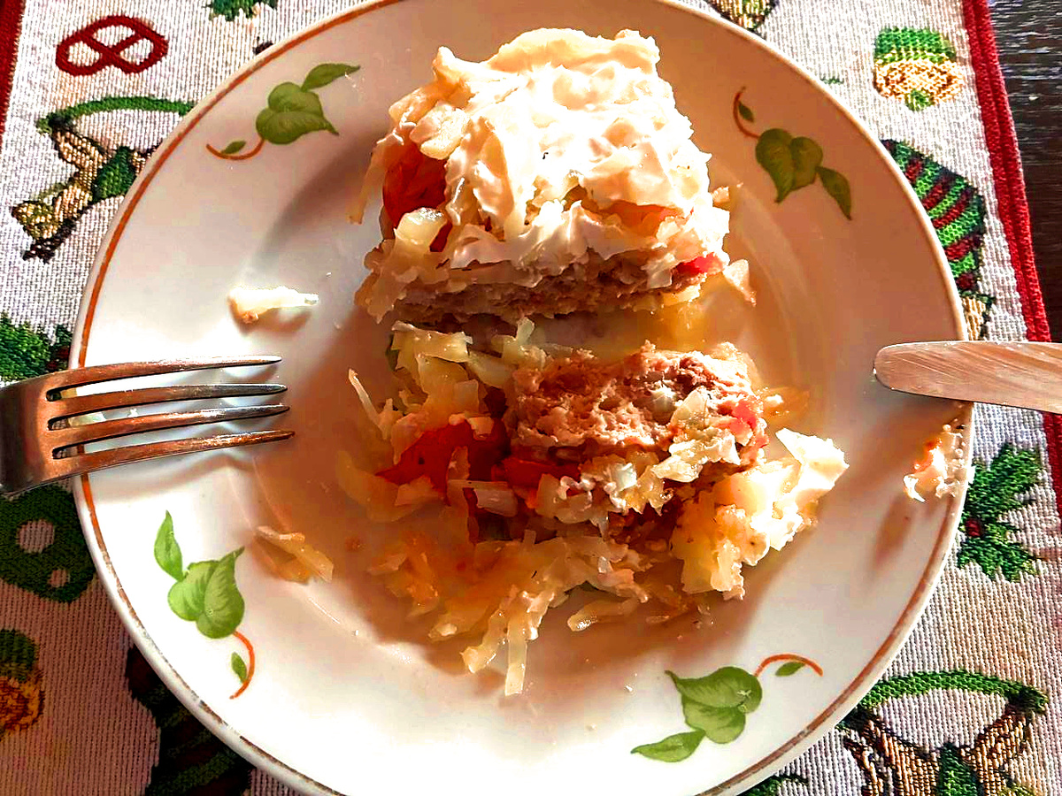 Капустная запеканка с фаршем