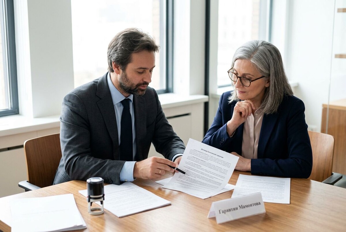подписание договора банковской гарантии — документы на столе