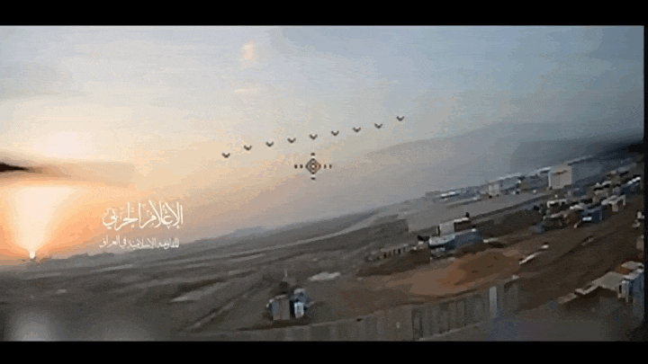    Судя по кадрам, никакого противодействия дронам не оказывается, американский персонал попрятался во внутренних помещениях. ТГ-канал "Военная хроника"