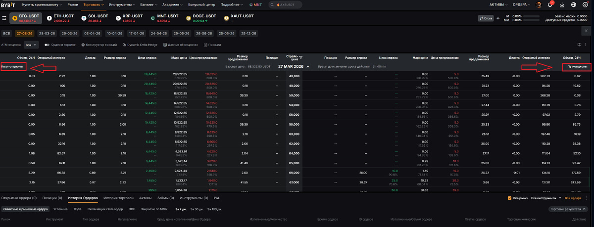 Опционы Bybit 