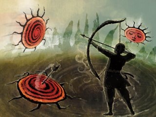 Хадау спасает Землю. Рис. М. Стерлеговых